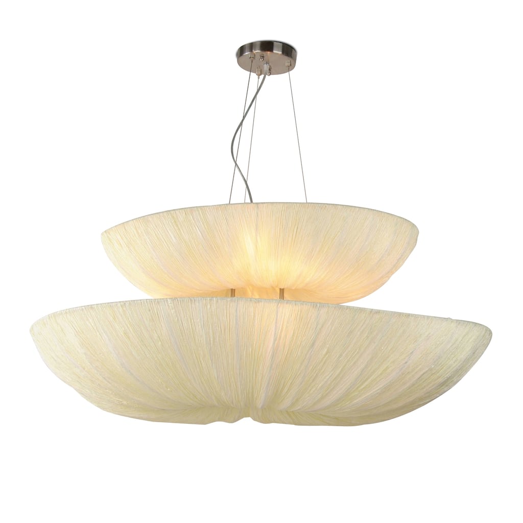 8-Light 2-Tier White Fabric Chandelier