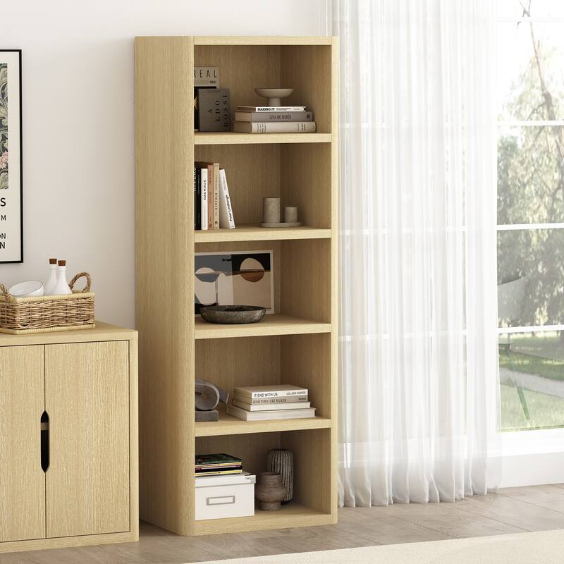Manhattan Comfort Rivington Modern 28 Inch Open Bookcase - Natural Oak - Single