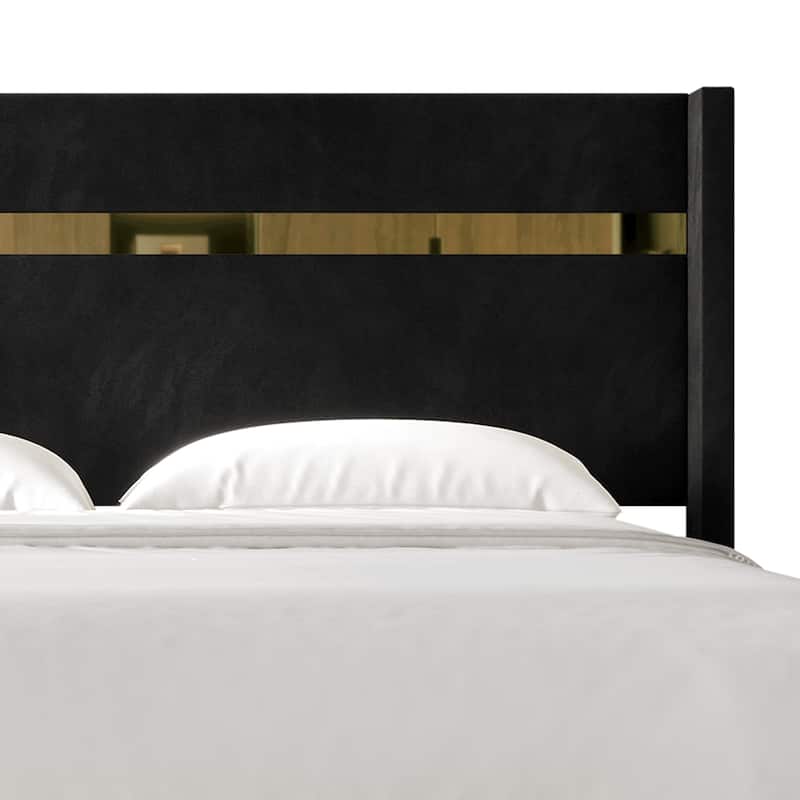 CraftPorch Glam Wingback Velvet Upholstered Bed