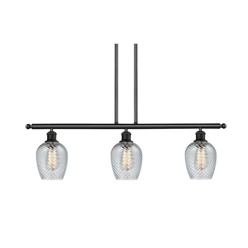 Innovations Lighting Salina 3 Light 36" Wide Linear Chandelier - Oil Rubbed Bronze / Clear Spiral Fluted