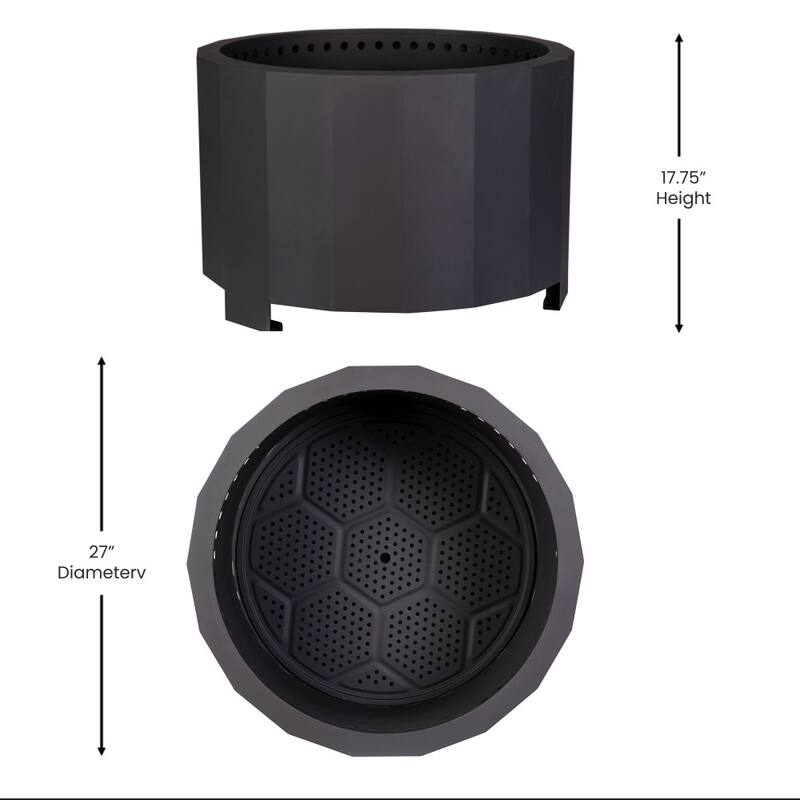 27" Outdoor Smokeless Wood Burning Portable Fire Pit