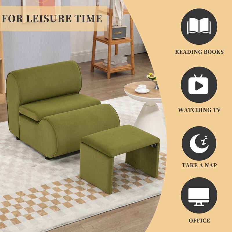 Upholstered Tufted Living Room Chair Textured velvet Fabric Accent Chair with Metal Stand