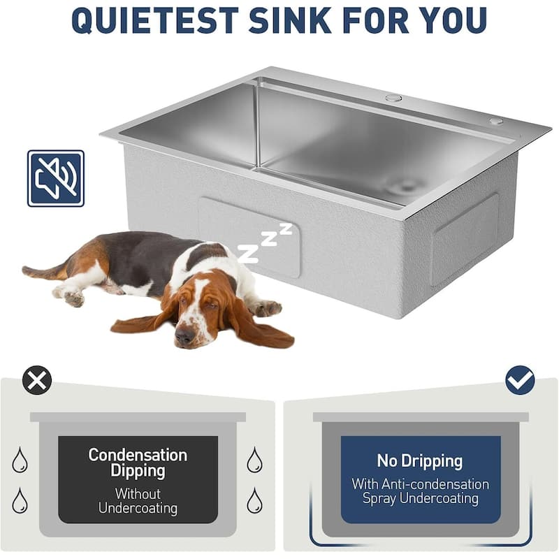 25"X22"X9" Undermount Kitchen Drop In Sink for Easy Installation with Cutting Board