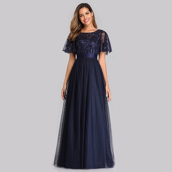 Ever-Pretty Women V-Neck Side Split Glitter Long Formal Evening Dresses 07505
