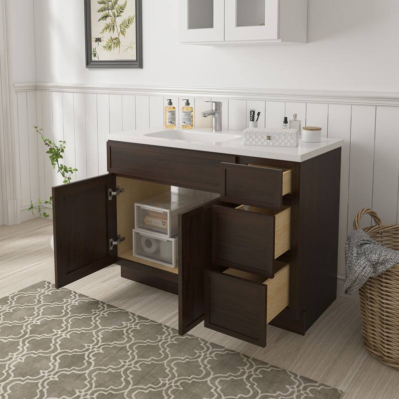Vanity Art 42" Birch Freestanding Bathroom Vanity Cabinet without Top