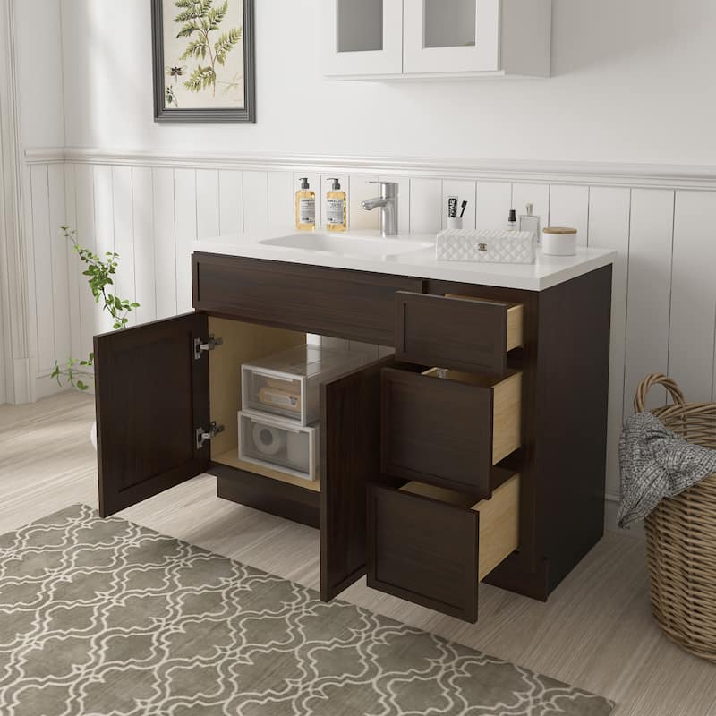 Vanity Art 48" Birch Freestanding Bathroom Vanity Cabinet without Top