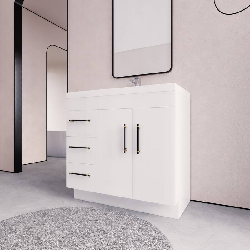 Eliza 36'' Freestanding Vanity(Left Drawers) with Single Sink