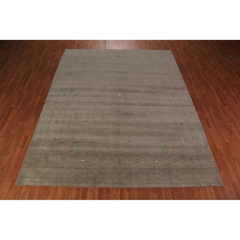 Gabbeh Oriental Area Rug Hand-Knotted Wool Carpet - 8'0" x 9'11"