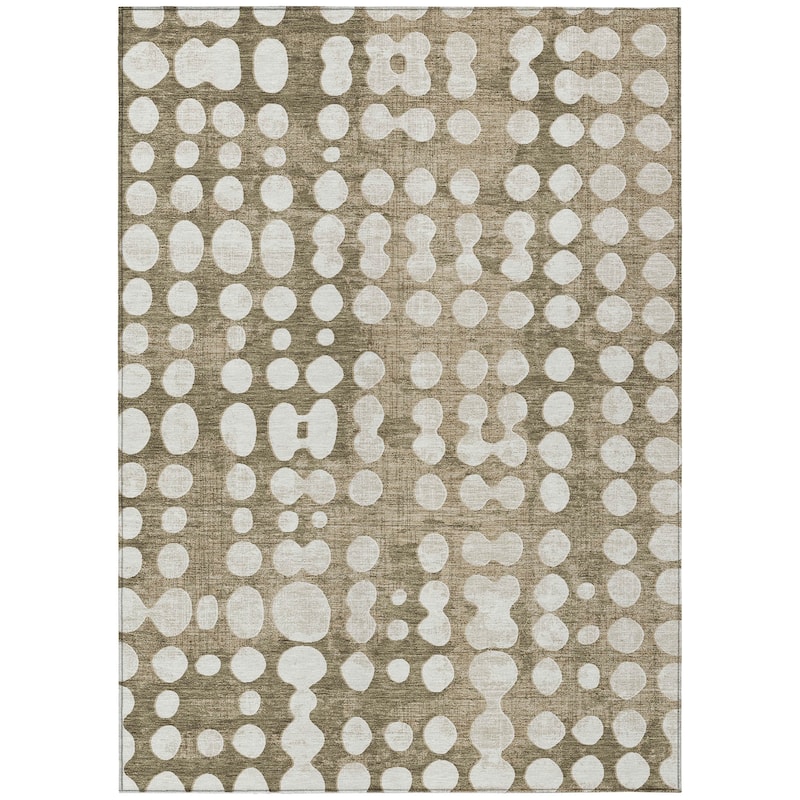 Machine Washable Indoor/ Outdoor Chantille Dots Abstract Rug