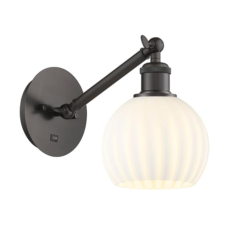 Innovations Lighting 317-1W-8-6 White Venetian Sconce White Venetian - Oil Rubbed Bronze
