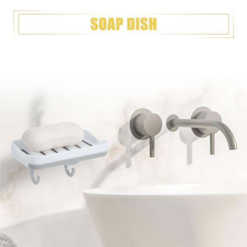 2 Pcs Wall Mounted Soap Dish Soap Box Soap Holder for Bathroom - White, Yellow