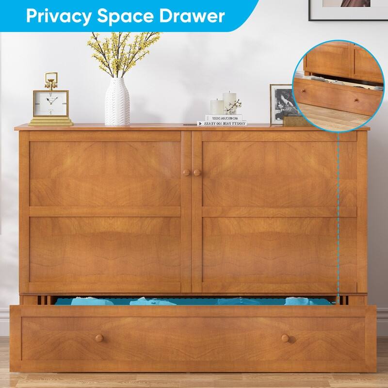 Mixoy Queen Horizontal Murphy Chest Bed with Mattress,Charging Station
