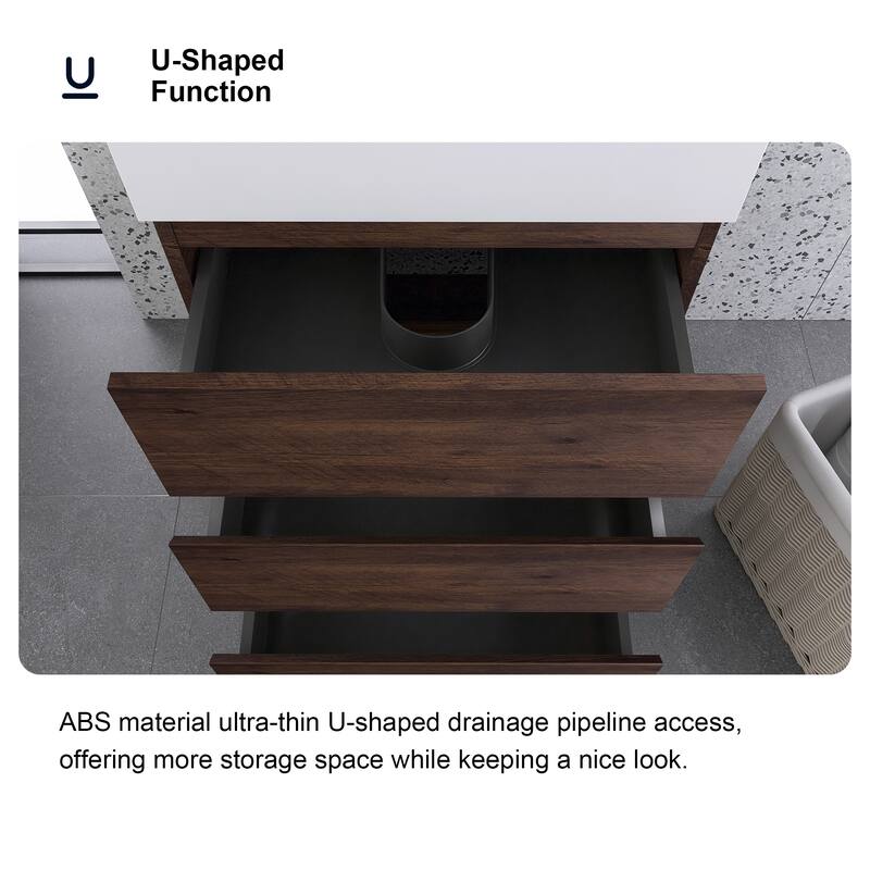 Freestanding Bathroom Vanity with White Solid Surface Top