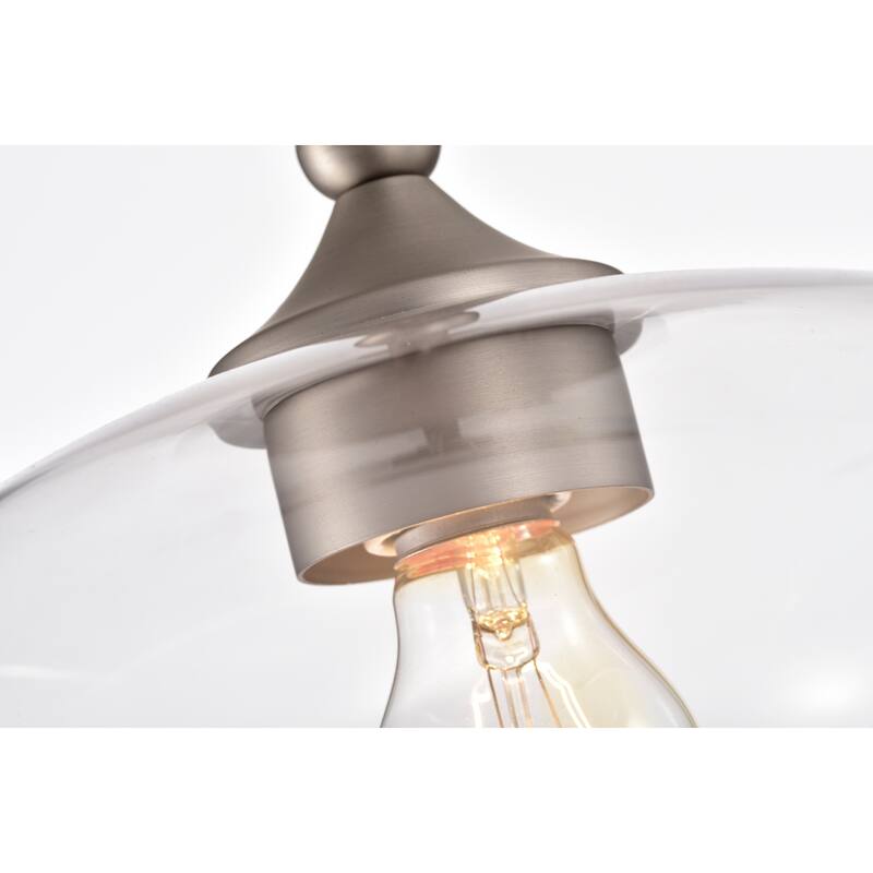 Amin Matte Satin Nickel 1-Light Metal & Glass Bowl Shade Semi-Flush Mount