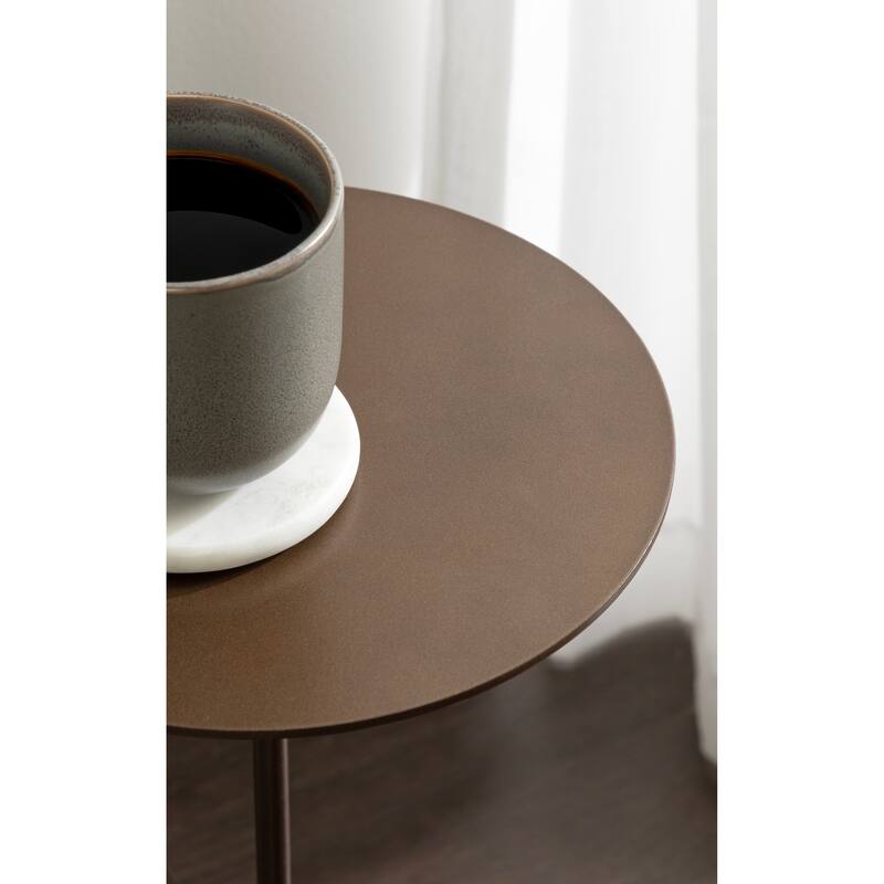 Kate and Laurel Joya Carved Wood and Metal Drink Table