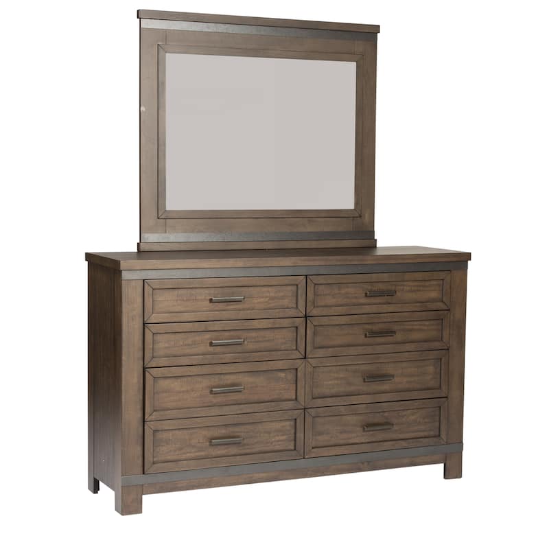 Thornwood Hills Rock Beaten Gray with Saw Cuts Dresser & Mirror