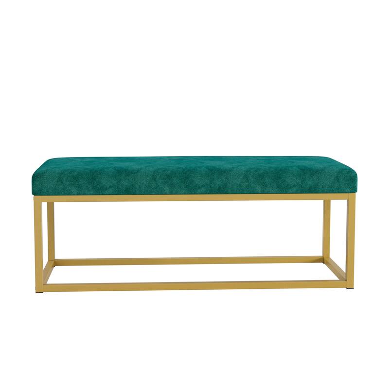 Storage Bench for Entryway, Bench with Steel Frame, Synthetic Leather, Living Dining Room, Mid-Century Modern, Loads 600 lb