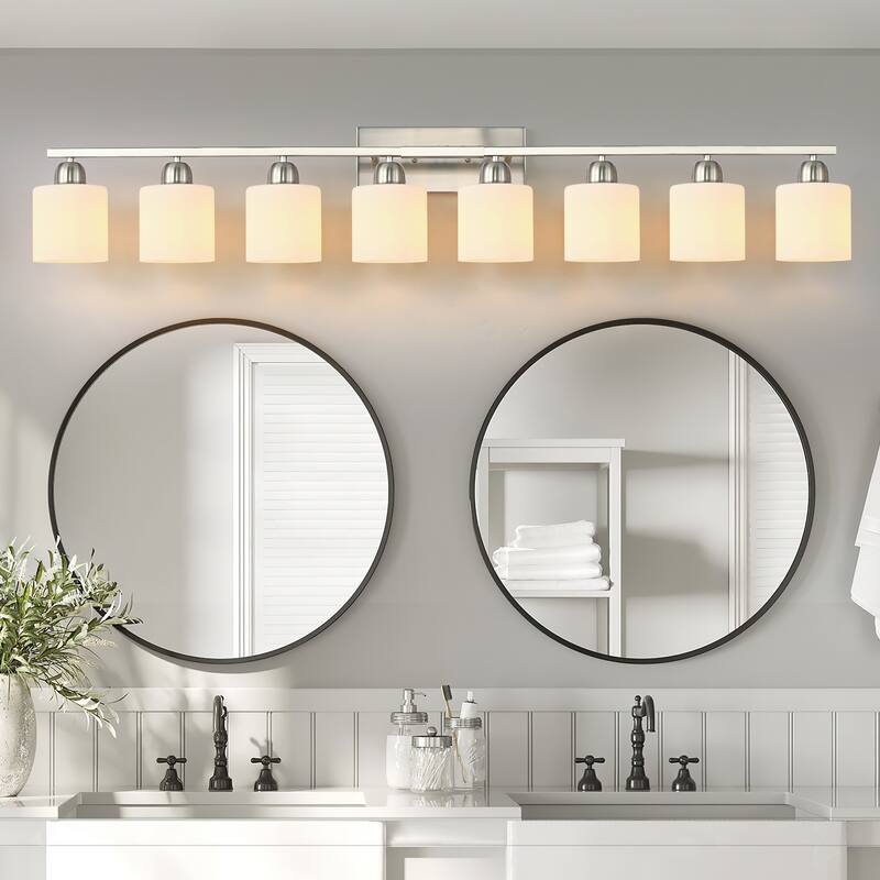 8-Light Brushed Nickel Vanity Light(No Bulbs Included)