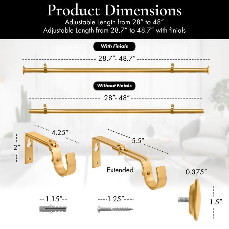 Meriville 1-Inch Diameter Dobson End Cap Single Window Treatment Curtain Rod