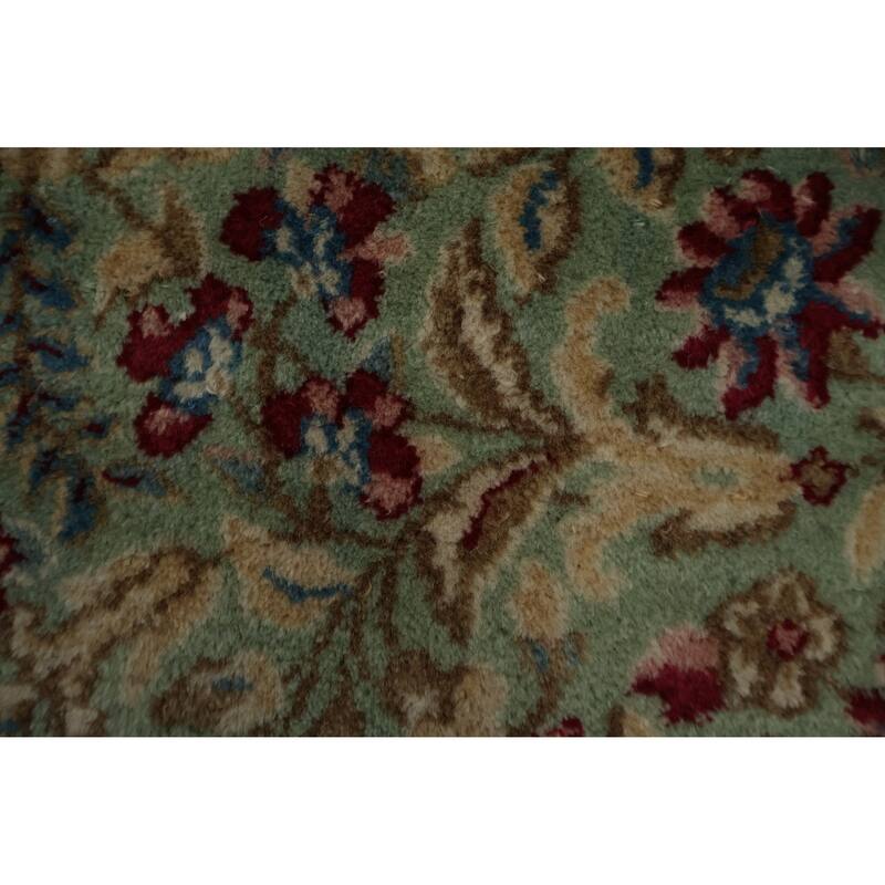 Hand Knotted Oriental 100% Wool Carpet Traditional Floral Navy Blue & Blues Kerman Area Rug - 16' 10'' X 10' 2''