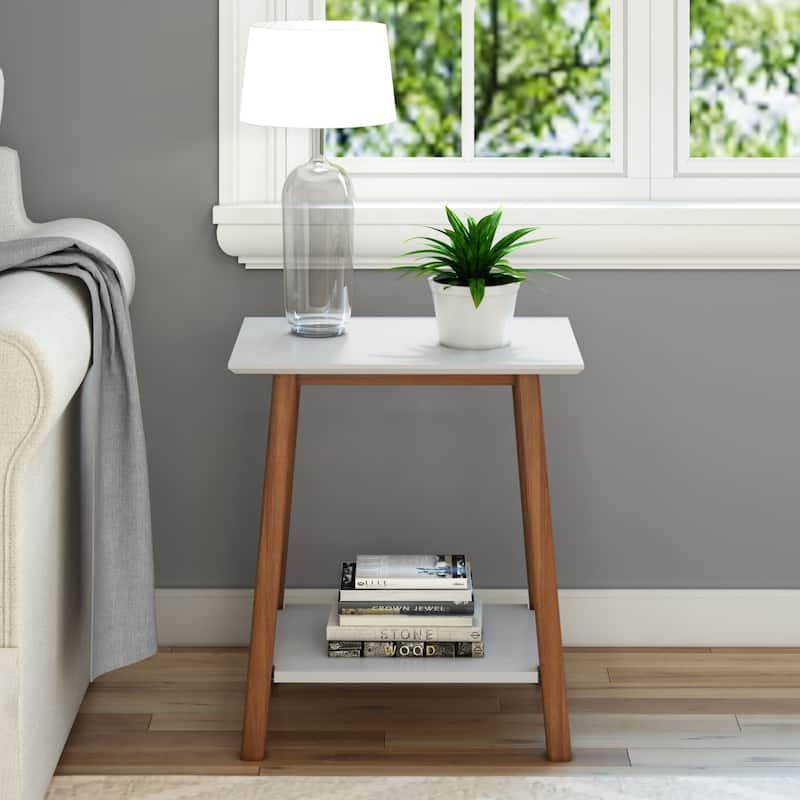 Plank and Beam Mid-Century Modern Accent End Table - 23" L x 16.25" W x 25.5" H