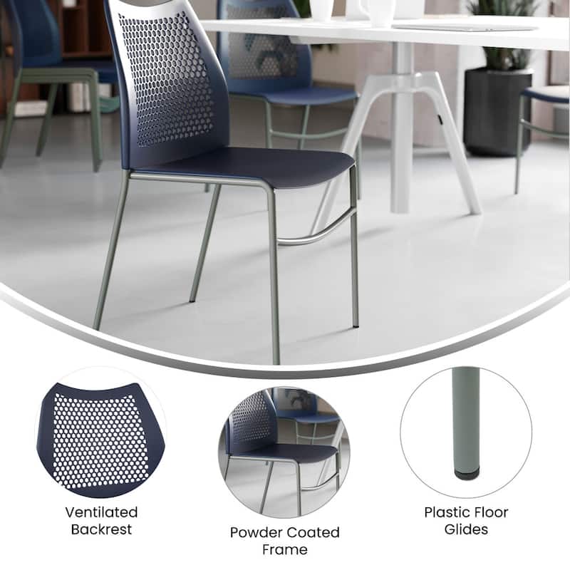 5 Pack Stackable Chair with Vented Back and Waterfall Seat - 17.75"W x 21.5"D x 32"H