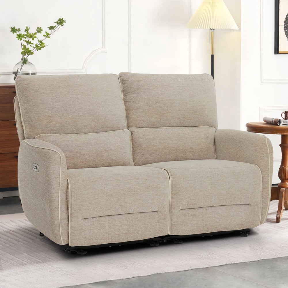 Chenille/PU Upholstered Unique Design 2 Seater Loveseat Chair with Metal Legs for Living Room