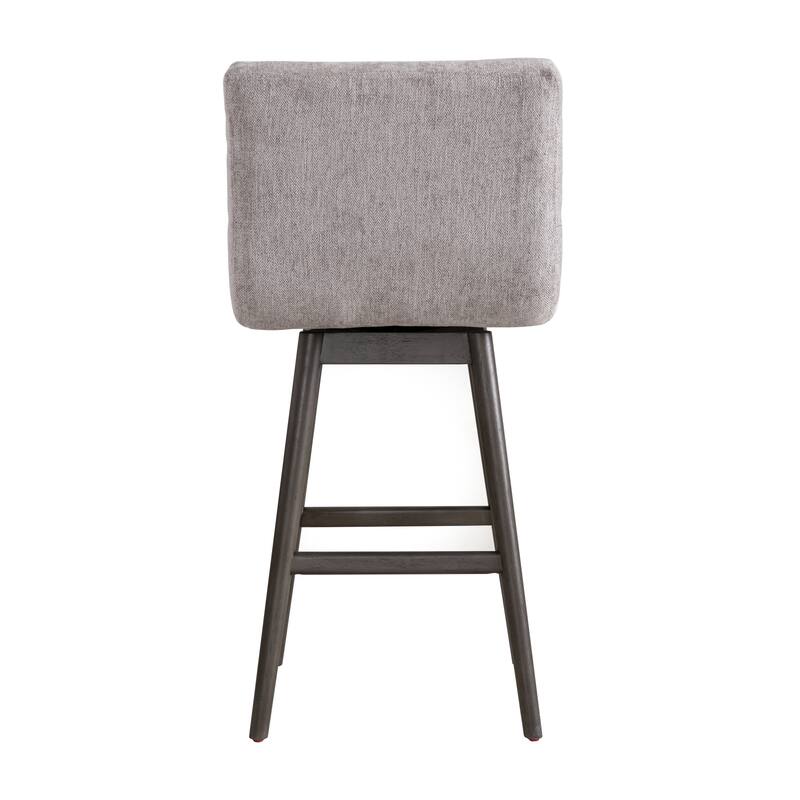 Elias Modern Swivel Bar Stool, Upholstered Counter Stool with Solid Wood Frame