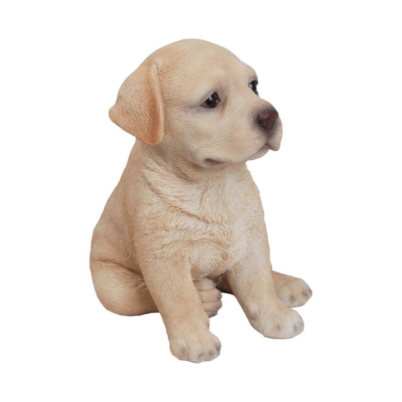 Sitting Labrador Puppy Outdoor Garden Statue - 6.5" - Beige
