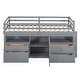preview thumbnail 4 of 12, Twin Size Loft Bed with 4 Drawers, Underneath Cabinet, and Shelves for Space-Saving, Grey