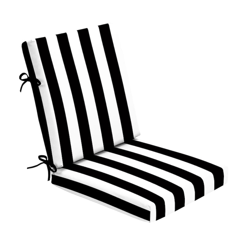 ARDEN Foam Outdoor Dining Chair Cushion, 20 x 20 - Black Cabana Stripe