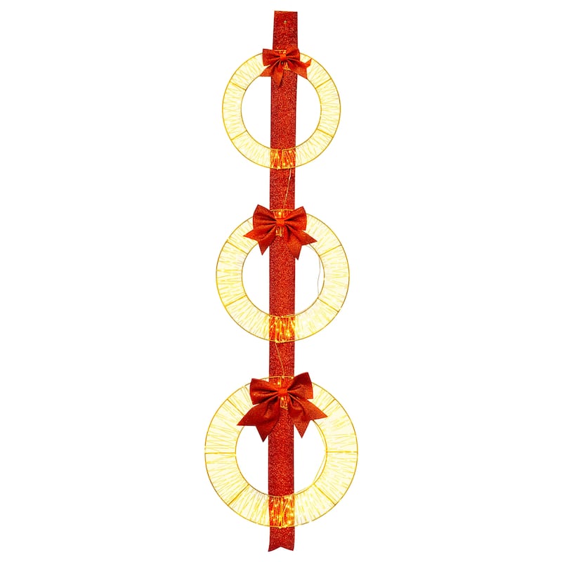 Gymax Set of 3 Christmas Lighted Wreaths Pre-Lit Metal Wreaths on Red - Multi-colors - See Details - Multi-colors - See Details - Yard Props - overstock.com/bedbathandbeyond.com