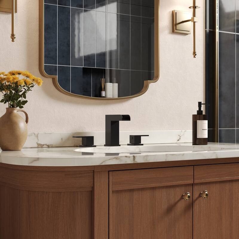 GRANDJOY 4" Waterfall Sink Faucet 3-Hole Stainless Steel Bathroom Faucet