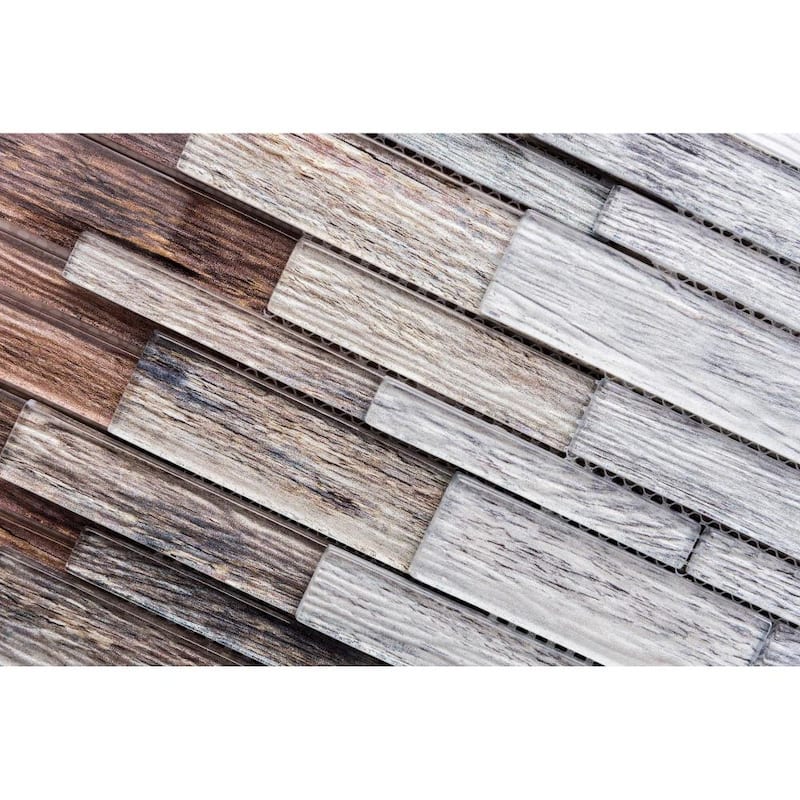 Woodland 1x3 Ash Glass Mosaic Tile - Wall & Backsplash