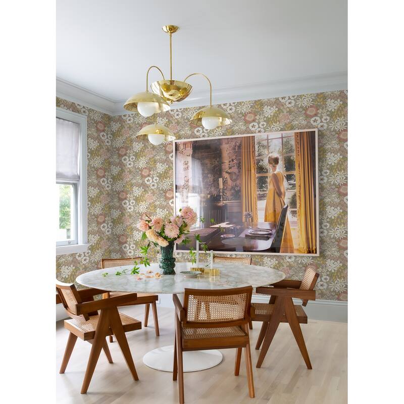 A-Street Prints Karina Neutral Wildflower Garden Wallpaper