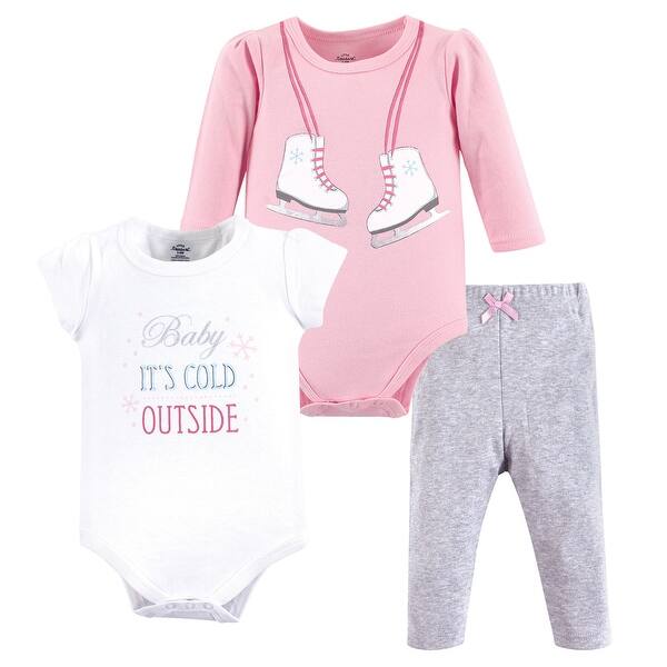 slide 1 of 1, Little Treasure Baby Girl Cotton Bodysuit and Pant Set, Ice Skates 0-3 Months - Ice Skates