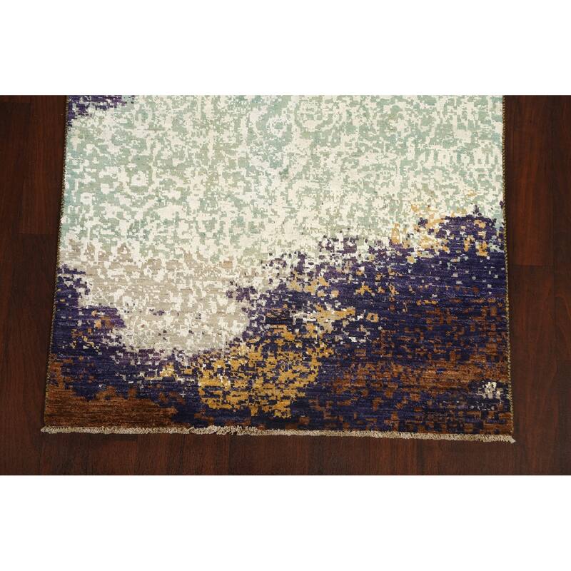 Wool/ Silk Artistic Contemporary Abstract Oriental Area Rug Handmade - 4'1" x 6'1"
