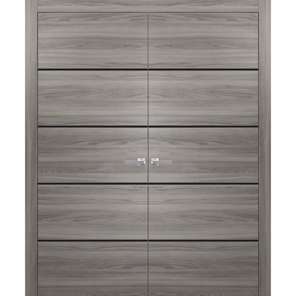 Solid French Double Doors 36 x 80 Planum 0015 Ginger Ash with