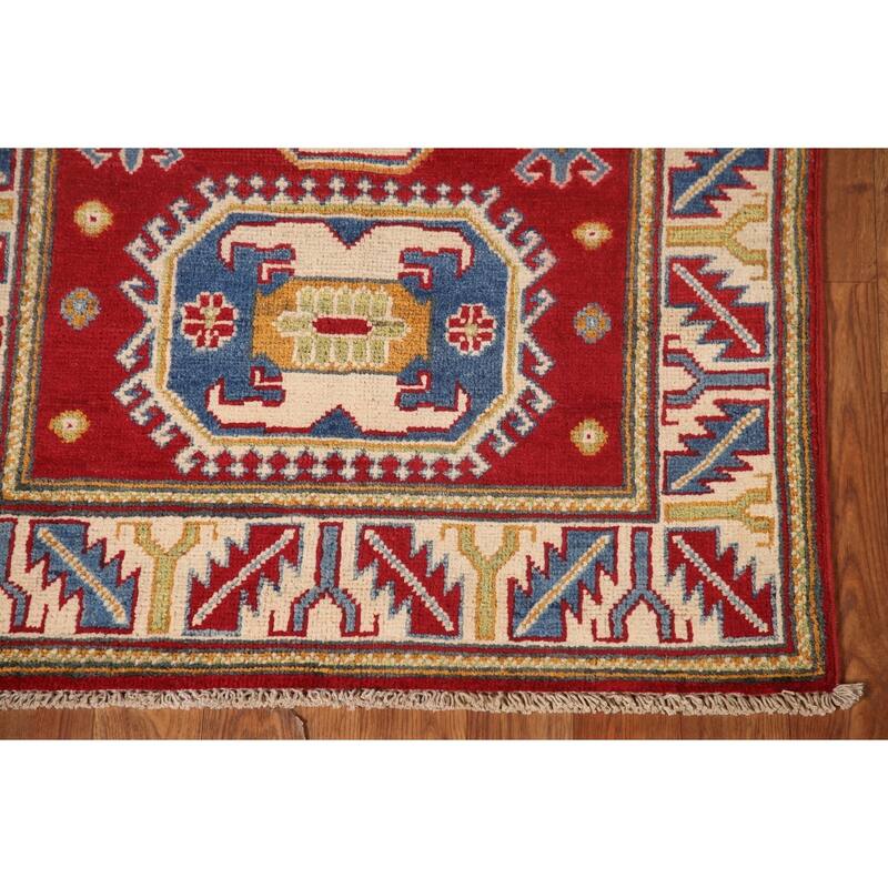 Red Kazak Accent Rug Handmade Wool Carpet - 2'9" x 4'2"
