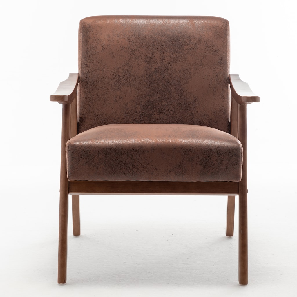 Brown Vintage Wingback Chair Reading Chair Decorative Chair, Side Chair Office Chair Desk Chair with Wooden Frame