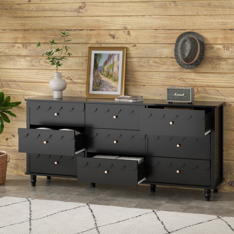 Princess Storage Set 9-Drawer Lace Dresser with Nightstand