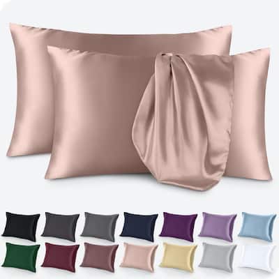 Bare Home Poly Satin Pillowcase Set for Hair and Skin (Set of 2)