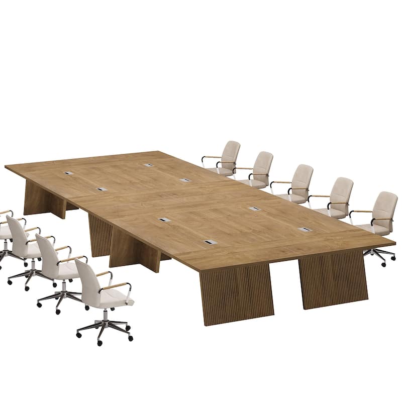Modern Conference Table, Large Boardroom Meeting Desk with Cable Grommet, Office Seminar Training Accent Table