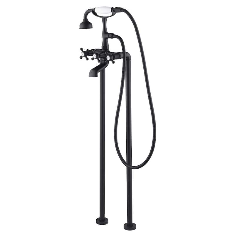 SevenFalls 8019 Telephone Double Lever Handles Clawfoot Floor Mounted Tub Filler with Handheld Shower