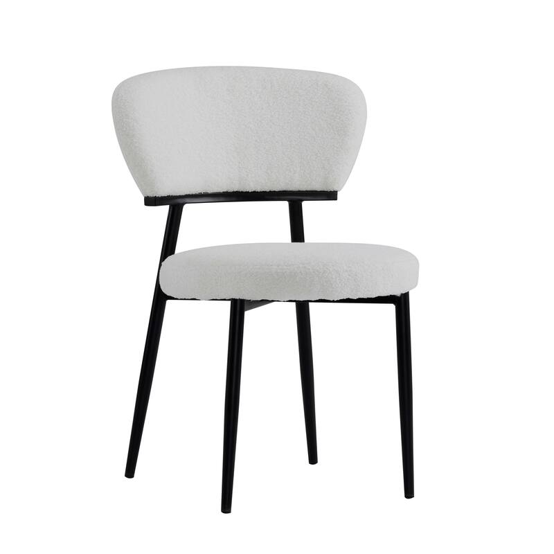 Roomfitters Upholstered Dining Chair Set of 2, Modern Accent Side Chairs with Rounded Back and Metal Legs