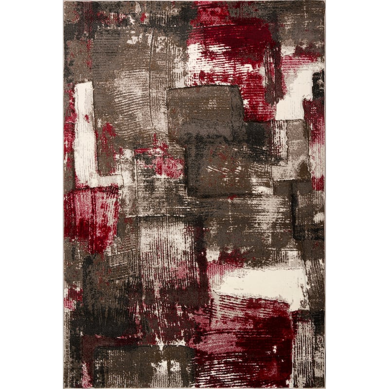 Rhodes Collection Abstract Area Rug - 3'5''x5'5'' - Red/Brown