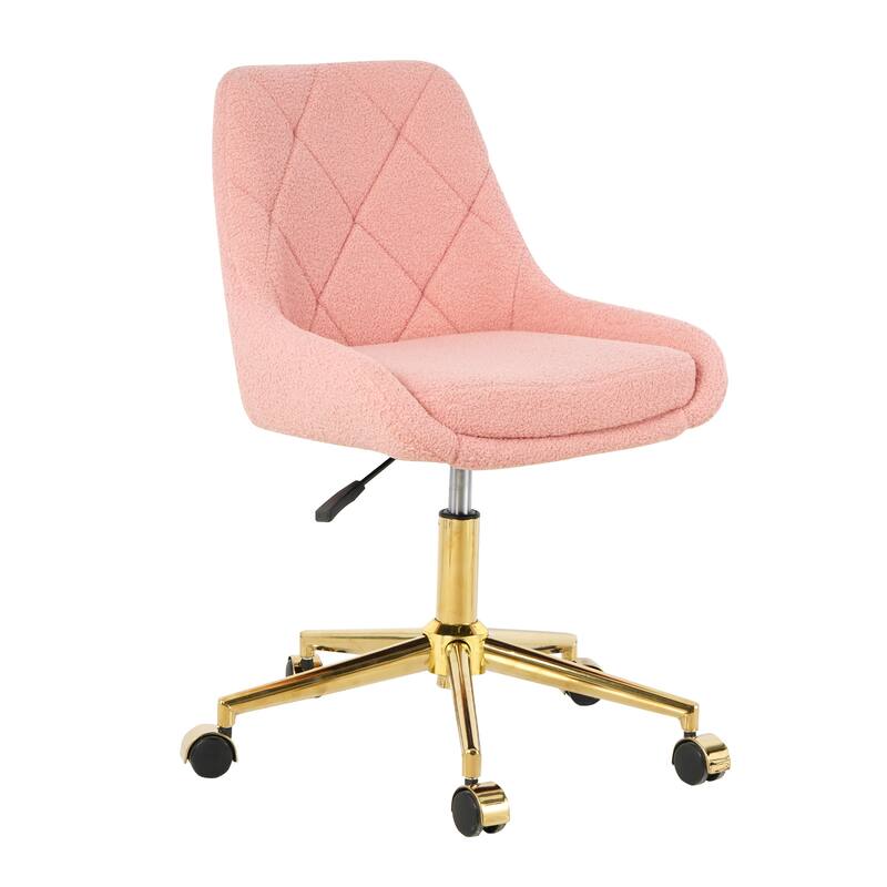 Pink+Gold Teddy 22.3" Tufted Accent Chair with Chrome Legs