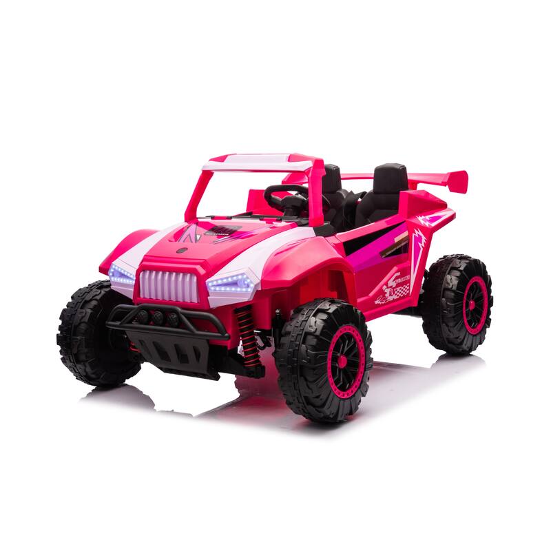 24V Kids Ride-On Car Electric Car with Police Lights, Pink Toddler Vehicle Ride on Jeep with Parent Remote - Pink