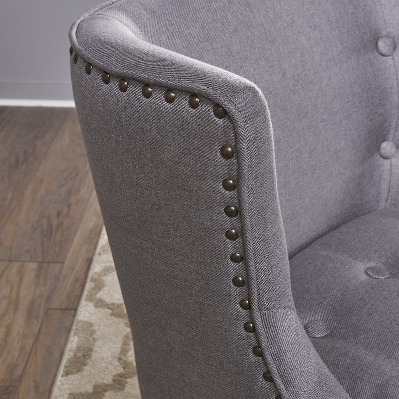 Modern 28" Accent Chair with Button Tufted Waffle Stitching and Nailheads