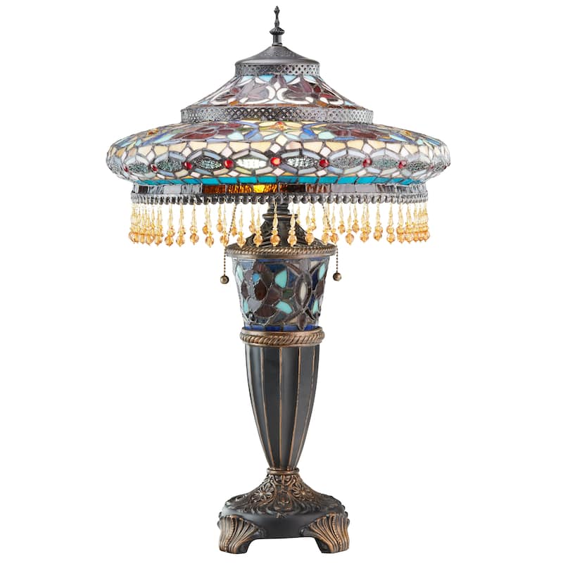 Gracewood Hollow Lachmet Multicolored Stained Glass Table Lamp (27.5 in.) - 17"L x 17"W x 27.5"H